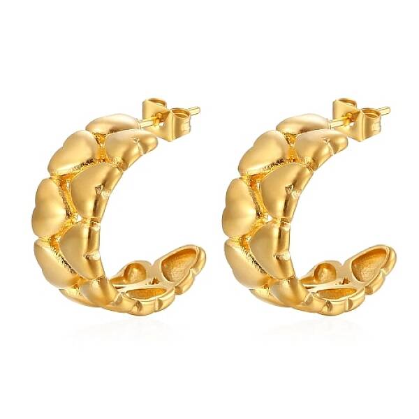 304 Stainless Steel Heart Stud Earrings