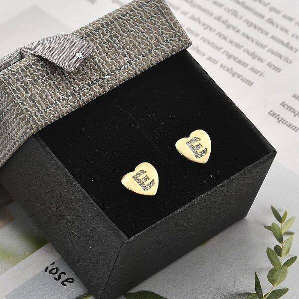 Rack Plating Brass Micro Pave Clear Cubic Zirconia Stud Earrings