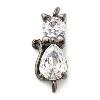 Brass Micro Pave Cubic Zirconia Kitten Links connectors