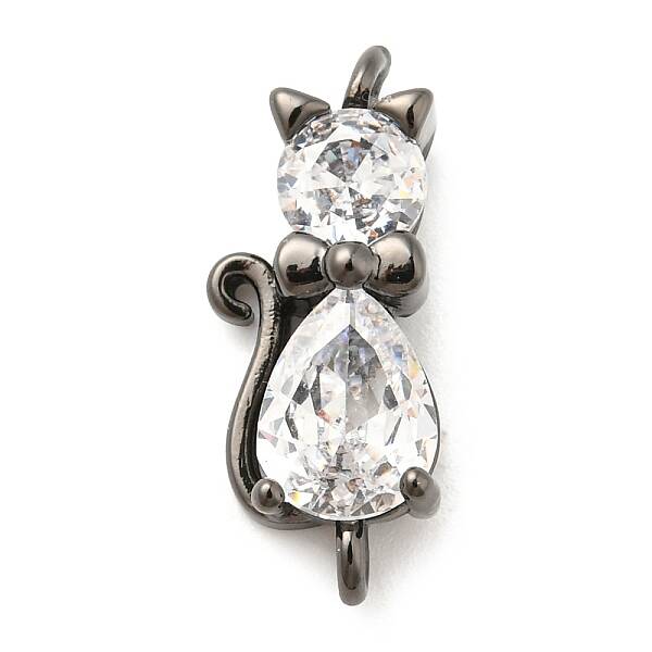 Brass Micro Pave Cubic Zirconia Kitten Links connectors