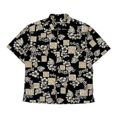 Batik Bay Hawaiian Shirt - Large Black Cotton