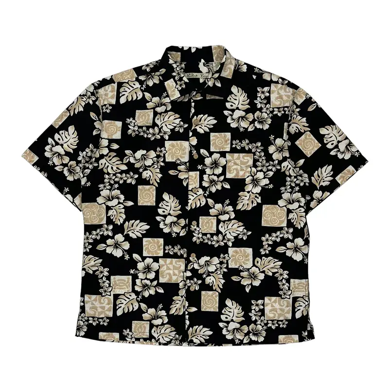 Batik Bay Hawaiian Shirt - Large Black Cotton