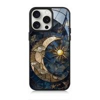 Vintage Sun & Moon Pattern Phone Case, Anti-drop Total Protective Cell Phone Cover for iPhone 11 12 13 14 15 16 Pro Max, Prot...