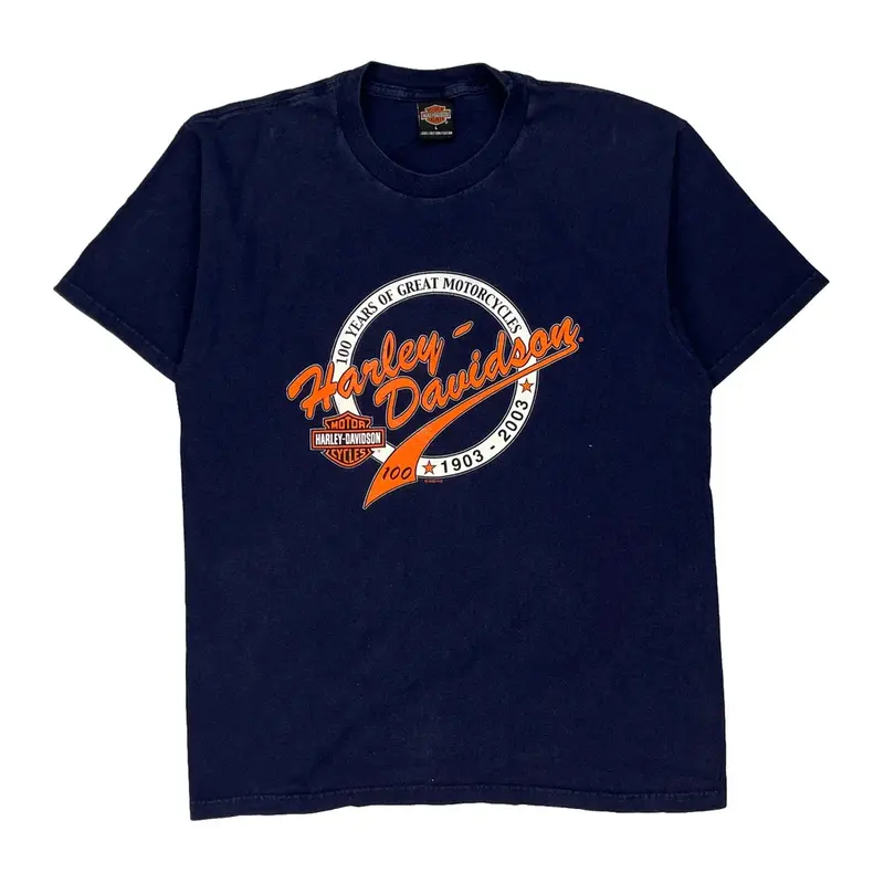 Las Vegas Harley Davidson Graphic T-Shirt - Large Navy Cotton