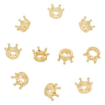 Brass Micro Pave Grade AAA Cubic Zirconia Beads