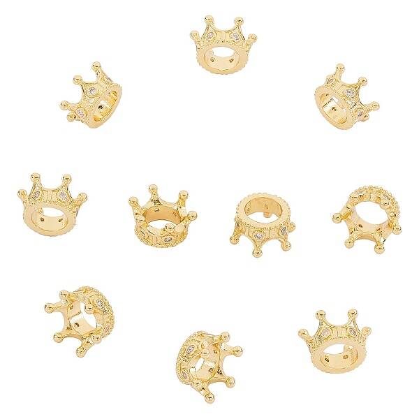 Brass Micro Pave Grade AAA Cubic Zirconia Beads