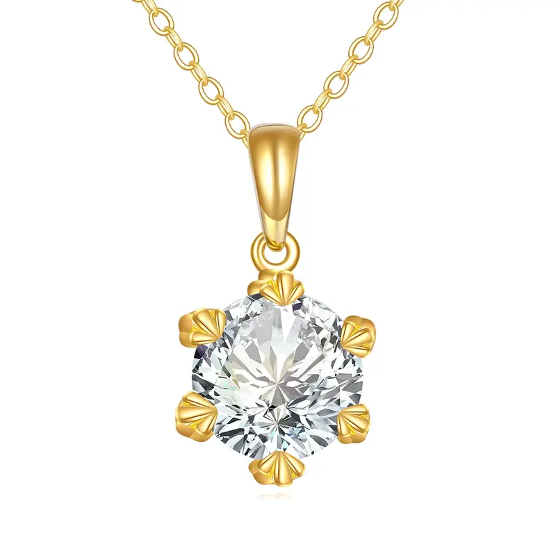 14K Gold 2CT Moissanite Pendant Necklace