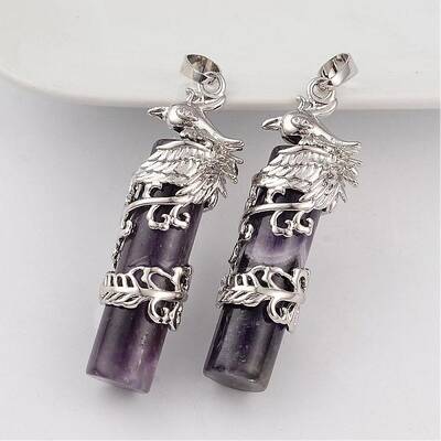 Column Natural Amethyst Pendants