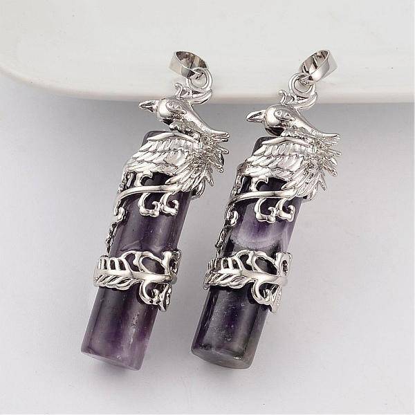 Column Natural Amethyst Pendants