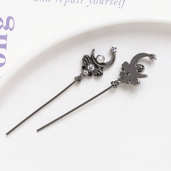 Brass Pave Clear Cubic Zirconia Magic Wand Head Pins