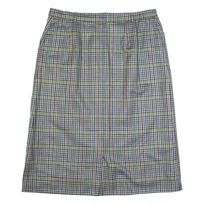 BURBERRY Womens Straight Skirt Grey Midi Wool 90s Check L