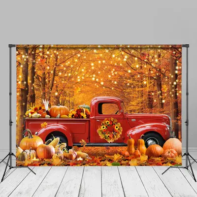 Red Maple Forest Bumper Crop Truck Autumn Backdrop - Aperturee
