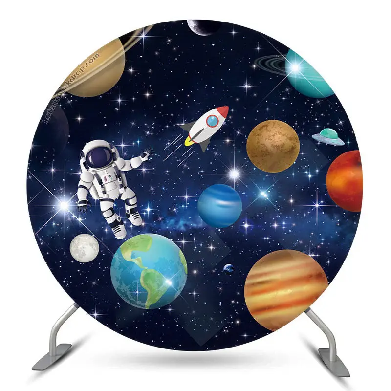 Aperturee Space Astronaut Birthday Round Backdrop For Boy | Custom Round Birthday Backdrop | Round Backdrop Stand Covers | Ro...