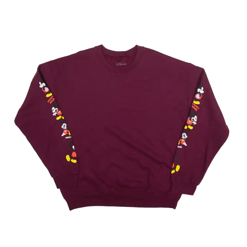 DISNEY Mickey Mouse Sweatshirt Maroon Mens L