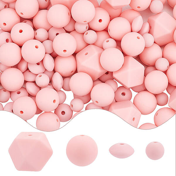 160Pcs 4 Style Food Grade Eco-Friendly Silicone Focal Beads