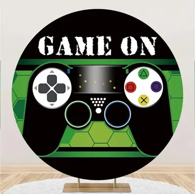 Round Game On Cool Gamepad Green Black Backdrop - Aperturee