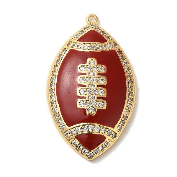 Rack Plating Brass Enamel with Cubic Zirconia Pendant
