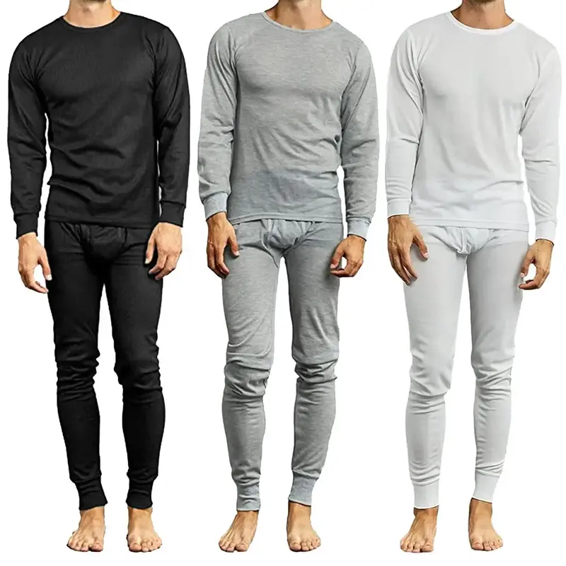 3-Pack Men's Winter Thermal Top & Bottom Sets (3-Full Sets / 3-Tops & 3-Bottoms)