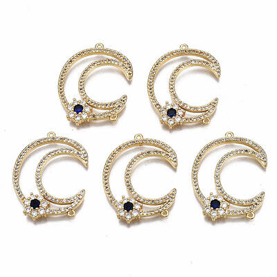 Brass Micro Pave Cubic Zirconia Links Connectors