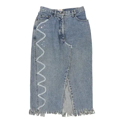 Bear'S Bazaar Midi Skirt - 28W UK 8 Blue Cotton | Size: UK 8