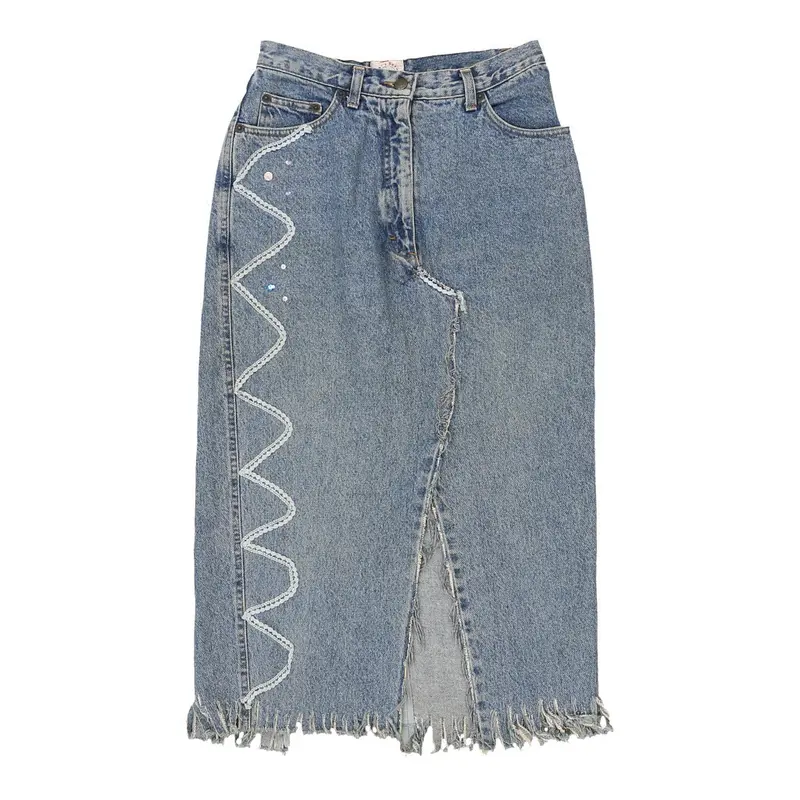Bear'S Bazaar Midi Skirt - 28W UK 8 Blue Cotton | Size: UK 8