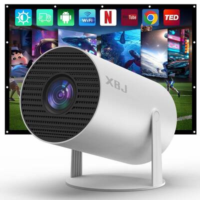 XBJ Diamond Projector 24/5G WiFi 360 Degree HD LED Multifunctional Projector with Built-in Speaker for Home Cinema Outdo