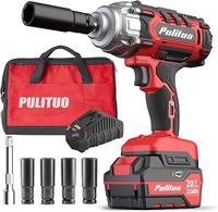 PULITUO 20V Cordless Impact Wrench 1/2 Inch, Power Impact Gun Max Torque 3.0Ah Li-ion Battery, Led Light, 4 Pcs Impact Socket...