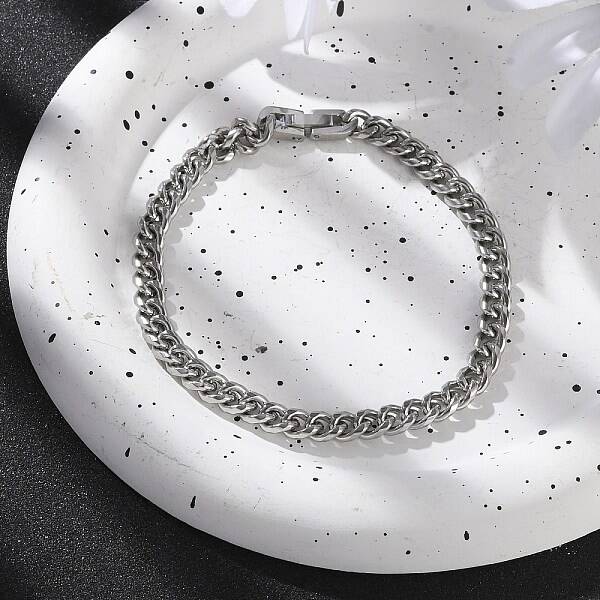 304 Stainless Steel Cuban Link Chain Bracelets for Men