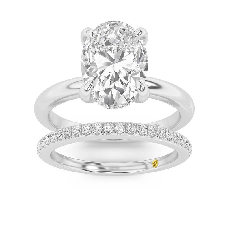 Fez Lab Grown Oval Shaped Diamond Engagement Ring with the BonBon Wedding Band | 14K White Gold 2 1/3 ct. tw.