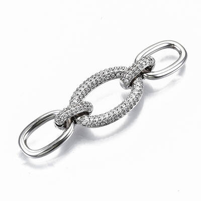 Brass Micro Pave Clear Cubic Zirconia Links Connectors