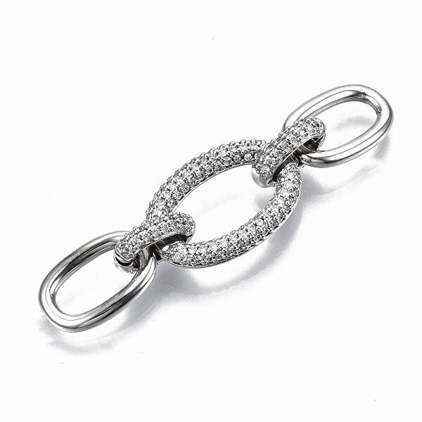 Brass Micro Pave Clear Cubic Zirconia Links Connectors