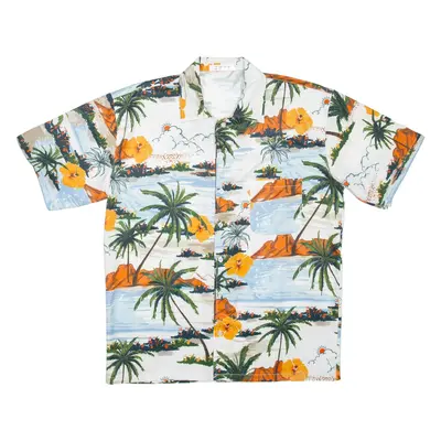 Mens Hawaiian Shirt Green Crazy Pattern L
