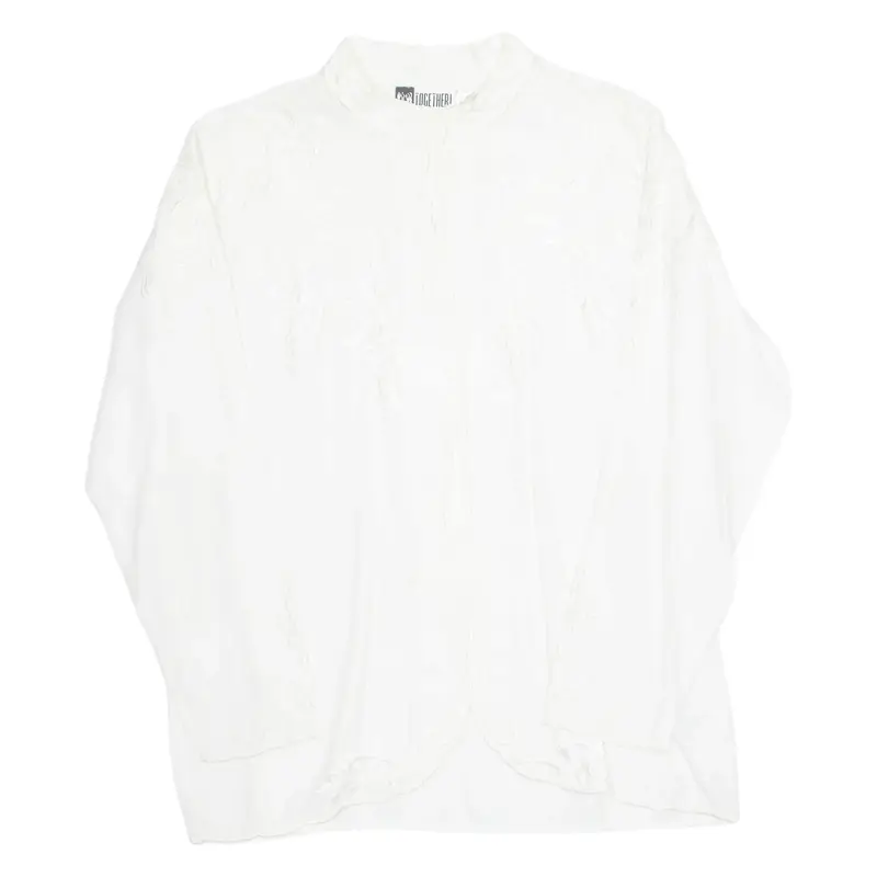 TOGETHER Womens Oversized Blouse White Long Sleeve XL