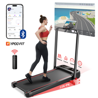 RHYTHM FUN Incline Foldable Treadmill with Handlebar Under Desk Walking Pad for Office Home Gym 300 Lbs Portable Workout Equi...