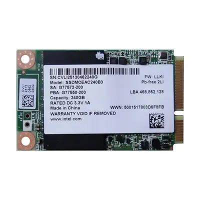 SSDMCEAC240B301 Intel 525 240GB Multi-Level Cell SATA 6Gb/s mSATA 1.8-Inch Solid State Drive