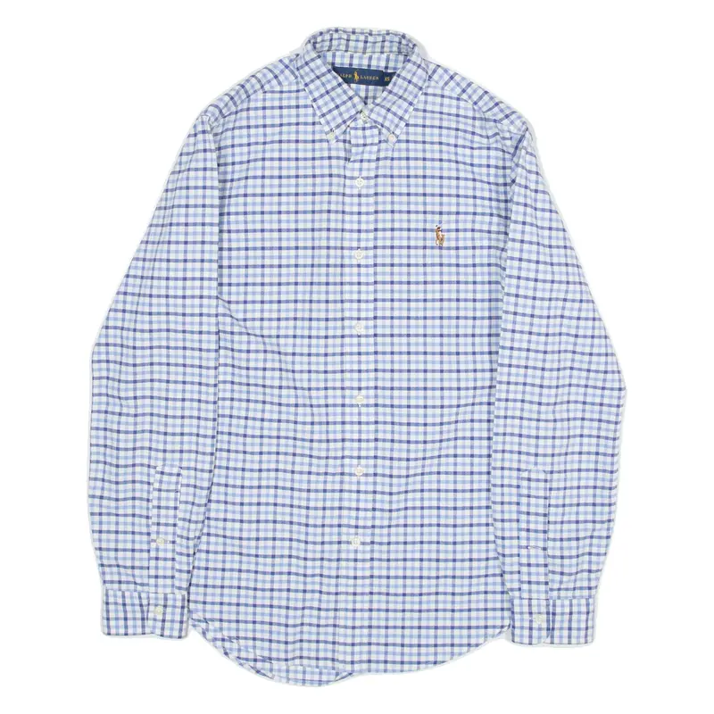 RALPH LAUREN Mens Shirt Blue Gingham Long Sleeve XS