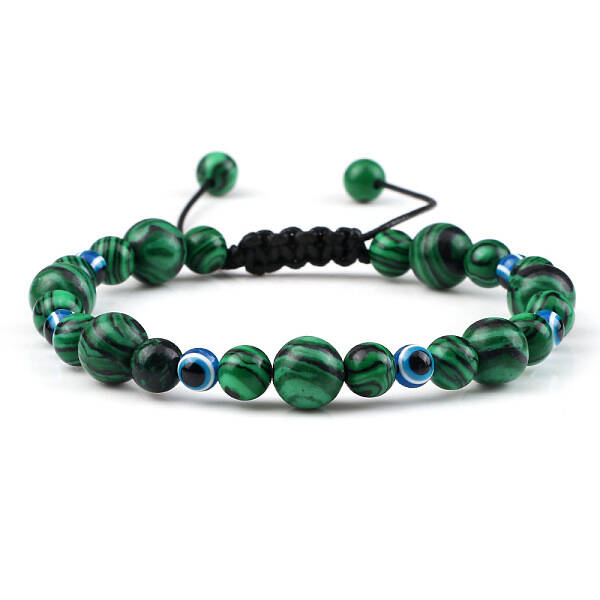Round Synthetic Malachite Braided Beaded Bracelets