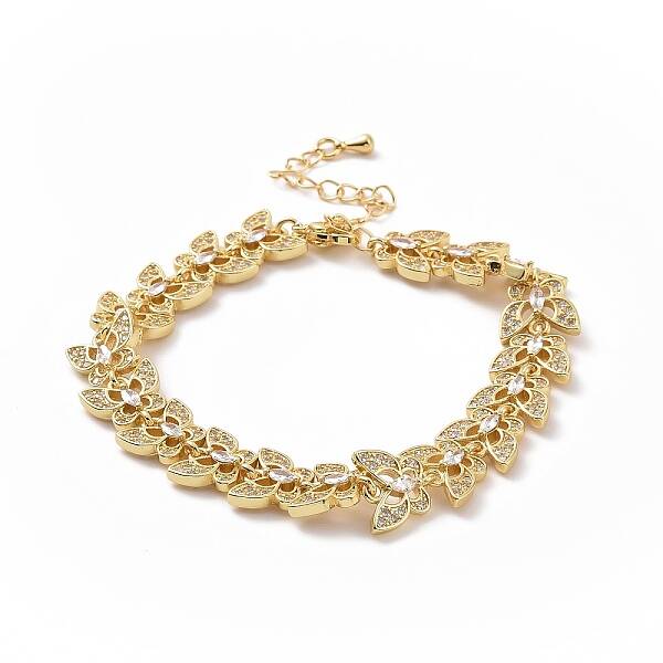 Clear Cubic Zirconia Butterfly Link Chain Bracelet