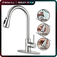 PHANCIR Kitchen Faucet with Pull Down Sprayer, High Arc Single Handle, Brushed Nickel, Brushed Go Home ld Finish  Modern