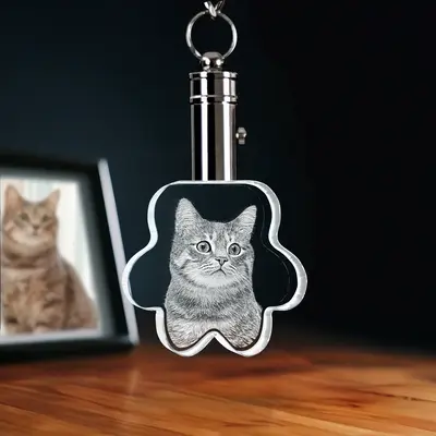 2D Memory Crystal™ - Keychain - Paw-Medium