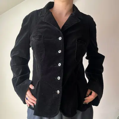 Krizia Cord Jacket - Medium Black Cotton