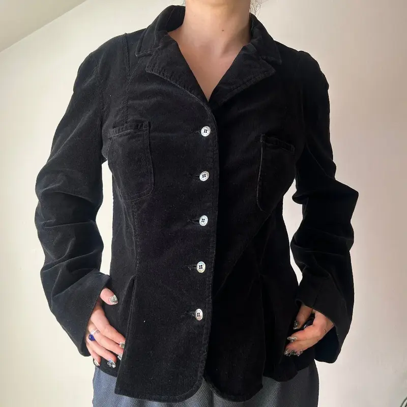 Krizia Cord Jacket - Medium Black Cotton