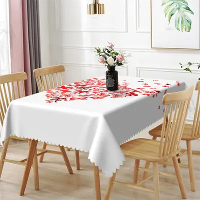 Red Paper Cut Butterfly White Rectangle Tablecloth - Aperturee