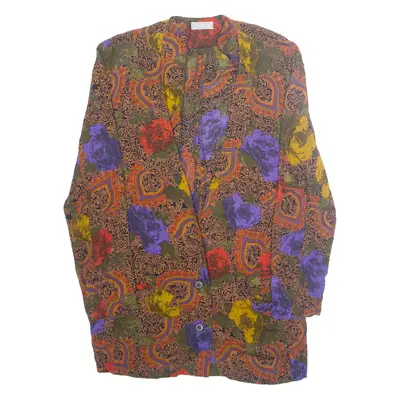 CONDOR Womens Printed Blouse Brown V-Neck Long Sleeve Floral L