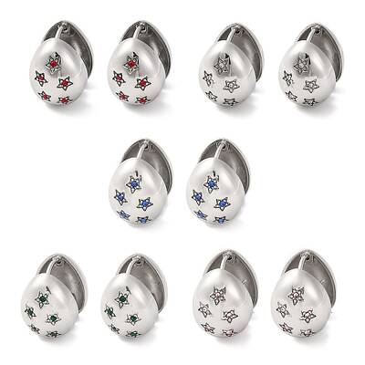 304 Stainless Steel Clear Cubic Zirconia Hoop Earrings for Women