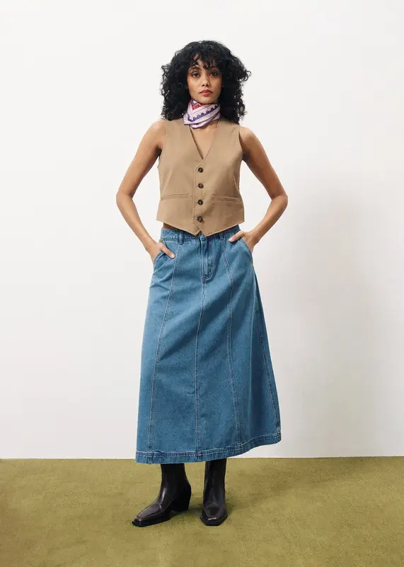 Denim Skirt Chc-24045 Ermeline Bleu-Jean | Color: BLEU JEAN | Size: M