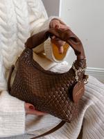 Women's Solid Color Braided Handle Handbag, Fashionable Shoulder Bag for Daily Used, Casual Trendy Versatile High-quality Dai...