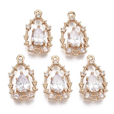 Brass Micro Pave Cubic Zirconia Links Connectors