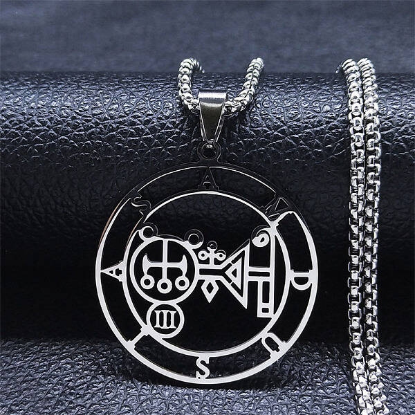304 Stainless Steel Demon Seal Sigil Pendant Necklaces