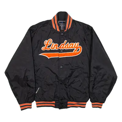 HOLLOWAY Quilted Lined Bomber Jacket Black Nylon Mens S